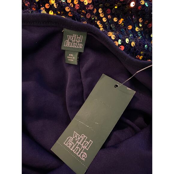 Wild Fable Purple Rainbow Sequins Sleeveless Stretch Maxi Dress XXL - Picture 5 of 6